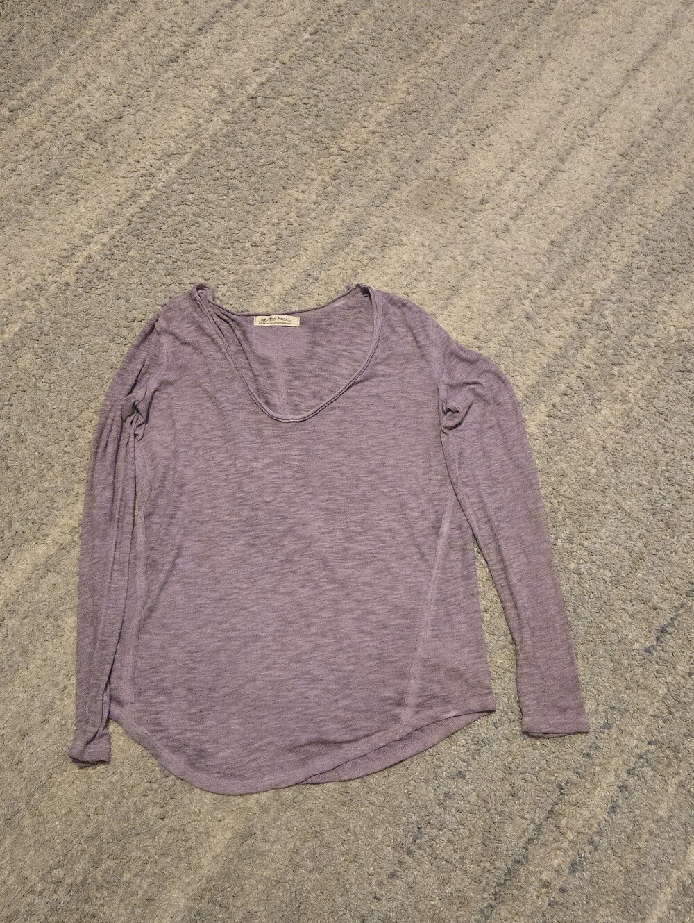 Free People We The Free It's A Secret Tee Top XS Purple Heathered Long Sleeve